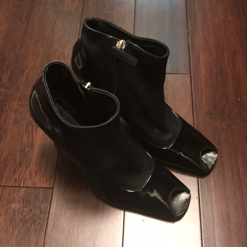 Giuseppe patent leather bootie with leather sock